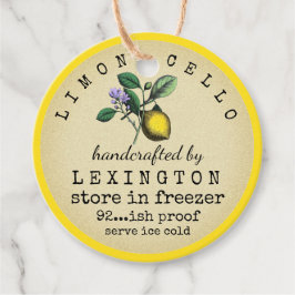 Limoncello  ronde fles opknoping bedankjes labels