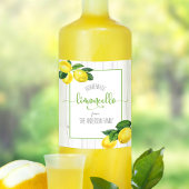 Limoncello rustic waterverf lemons name script wijn etiket
