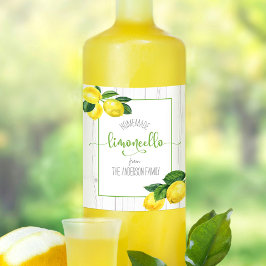 Limoncello rustic waterverf lemons name script wijn etiket