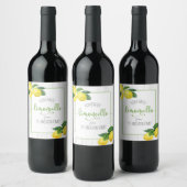 Limoncello rustic waterverf lemons name script wijn etiket (Flessen)