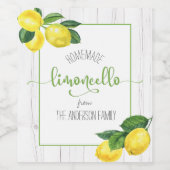 Limoncello rustic waterverf lemons name script wijn etiket (Enkel label)