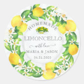 Limoncello rustieke Monogram Favor Ronde Sticker (Voorkant)
