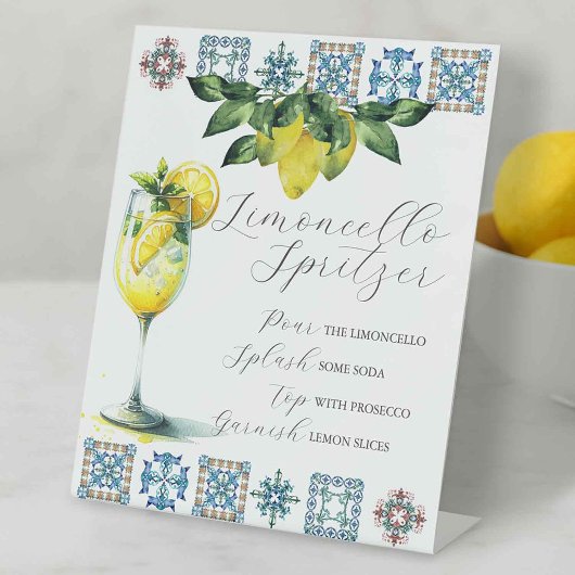 Limoncello Spritzer bruiloft bar teken Reclamebord Met Voetstuk
