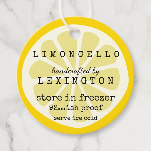 Limoncello Trendy citroenschijfje voor fles Bedankjes Labels (Voorkant)