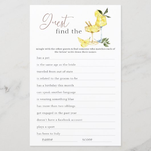 Limoncello Vind het Gast Vrijgezellenfeest Spel (Voorkant)