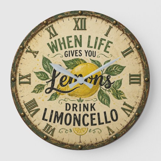 Limoncello Vintage Italian Lemon Kitchen Grote Klok (Voorkant)