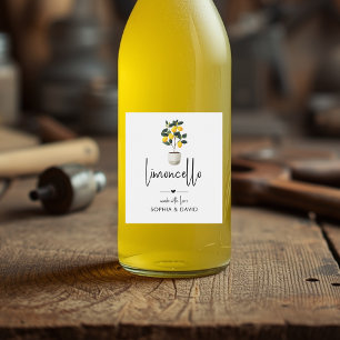 Limoncello Watercolor Potted Lemons Boom Wijn Etiket