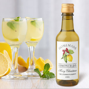 Limoncello Waterverf Christmas Mini flesetiket Wijn Etiket