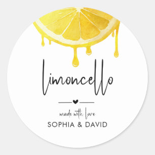 Limoncello Waterverf Citroen Thuisgemaakte Likeur Ronde Sticker