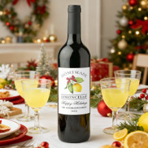 Limoncello Waterverf Holiday Bottle Label