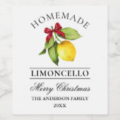 Limoncello Waterverf Kerstflesetiket Wijn Etiket (Enkel label)