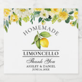 Limoncello Waterverf Lemon Floral Likeurfles Etiket (Enkel label)