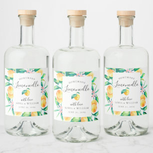 Limoncello Waterverf Lemons Liquor Fles Etiket