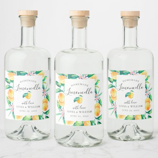 Limoncello Waterverf Lemons Liquor Fles Etiket (Flessen)