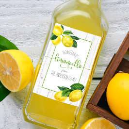 Limoncello waterverf lemons rustige scriptnaam wijn etiket