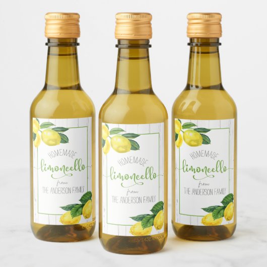 Limoncello waterverf lemons rustige scriptnaam wijn etiket (Flessen)