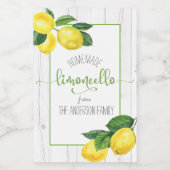 Limoncello waterverf lemons rustige scriptnaam wijn etiket (Enkel label)