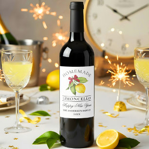 Limoncello Waterverf Nieuwjaar flesetiket Wijn Etiket