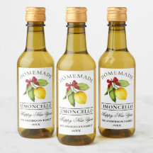 Limoncello Waterverf Nieuwjaar Mini flesetiket