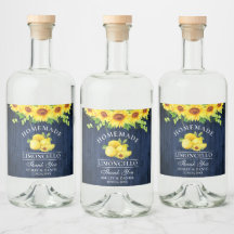 Limoncello Waterverf Zonnebloemen Blauw Hout