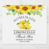 Limoncello Waterverf Zonnebloemen groen Likeurfles Etiket (Enkel label)