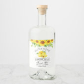 Limoncello Waterverf Zonnebloemen groen Likeurfles Etiket (Voorkant)