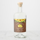 Limoncello Waterverf Zonnebloemen Hout Likeurfles Etiket (Voorkant)