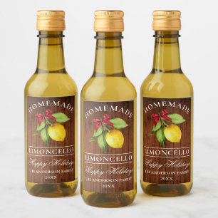 Limoncello Wood Holiday Mini flesetiket Wijn Etiket