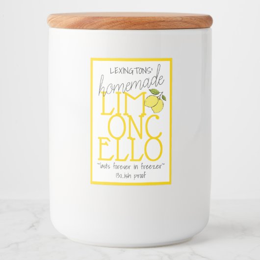 Limoncello Zelfgemaakt Flesetiket | Voedselcontainer Etiket (Voorkant)