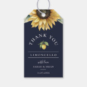 Limoncello Zonnebloem Favor Navy Blue Dank u Cadeaulabel (Voorkant)