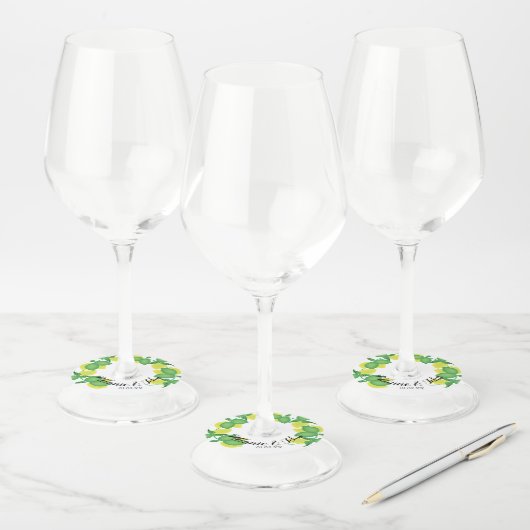Limoncillos Lime Lemon Design - Koppelnaam Wijnglaslabel (Set)