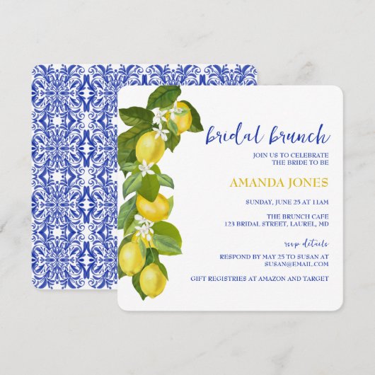 Limone I Italiaans Citroen & Blauwe Tegel Douche U Kaart (Voorkant / Achterkant)