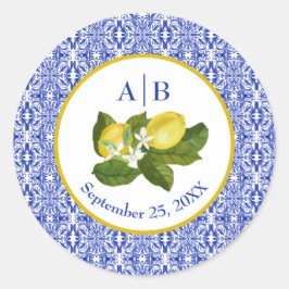 Limone I Italiaans Citroen & Blauwe Tegel Paar Sti Ronde Sticker