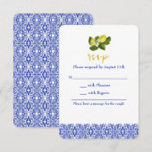 Limone I Italiaanse citroen en blauwe Tegel RSVP-k Kaart (Voorkant / Achterkant)