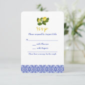 Limone I Italiaanse citroen en blauwe Tegel RSVP-k Kaart (Staand voorkant)