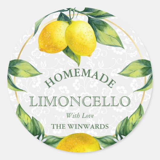 Limonenkrans Thuisgemaakte Limoncello Etiket (Voorkant)