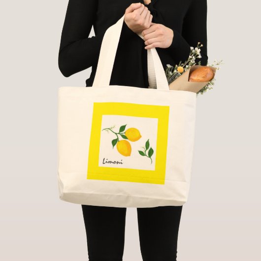 Limoni - Lemons & Leaves Canvas tas (Voorkant (product))
