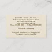 Limousin-stier in een halter visitekaartje (Achterkant)