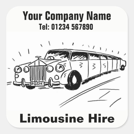 Limousine Autohuur Vierkante Sticker (Voorkant)