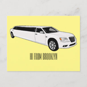Limousine cartoon illustratie briefkaart