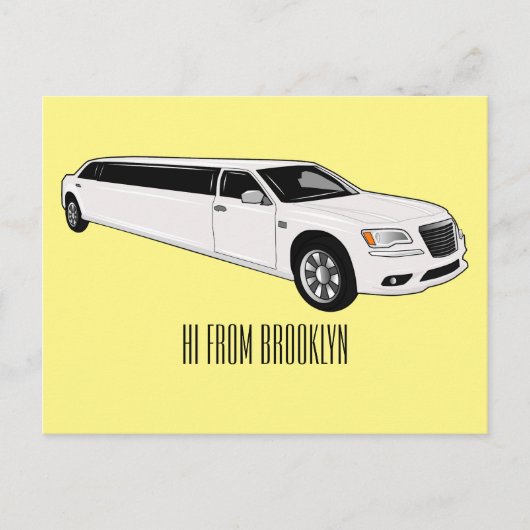 Limousine cartoon illustratie briefkaart (Voorkant)