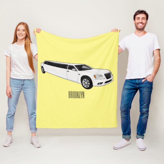 Limousine cartoon illustratie fleece deken (In situ)