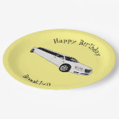 Limousine cartoon illustratie papieren bordje (Gekanteld)