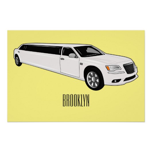 Limousine cartoon illustratie perfect poster (Voorkant)