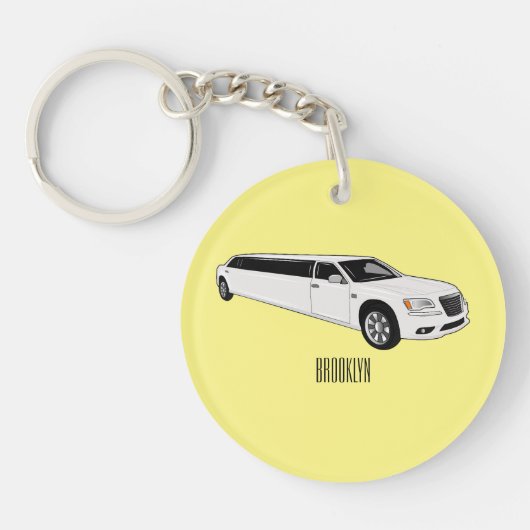 Limousine cartoon illustratie sleutelhanger (Voorkant)