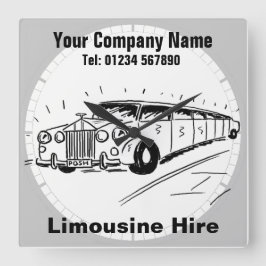 Limousine Hire Cartoon Vierkante Klok