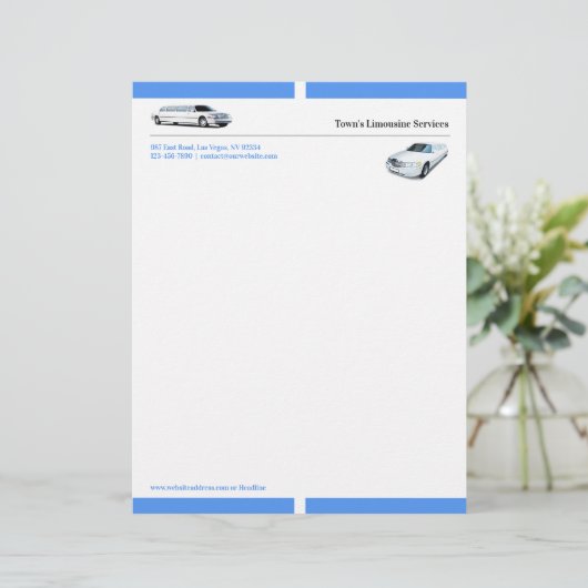 Limousine Letterhead Custom Briefhoofd (Staand voorkant)