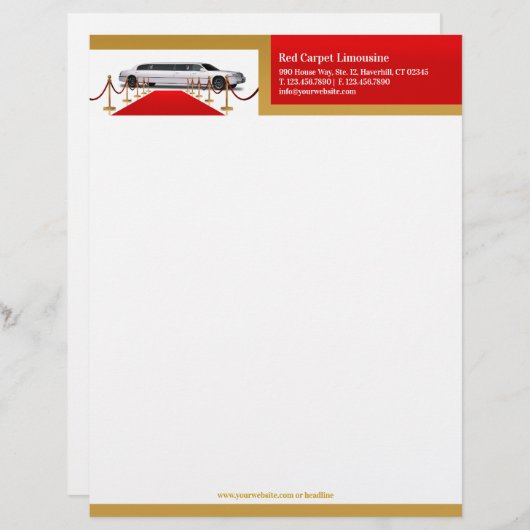 Limousine Letterhead Custom Briefhoofd (Voorkant / Achterkant)