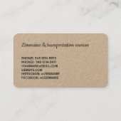 Limousine limousine limousine visitekaartje (Achterkant)
