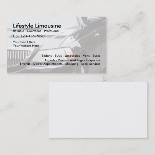 Limousine Service Afsprakenkaartje (Voorkant / Achterkant)